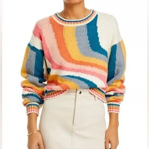 MOTHER The ltsey cropped Multicolor Striped Sweater XL
